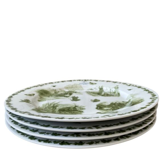 Beatrix Potter Peter Rabbit Green Toile EASTER Salad Plates 8in Set of 4 NEW - Picture 12 of 15